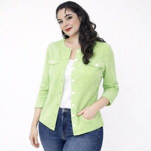 Vintage Patchington Green Striped Button Jacket Women's Size L